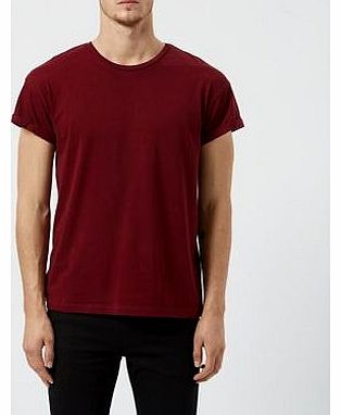 New Look Burgundy Roll Sleeve T-Shirt 3190511