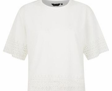 New Look Cream Laser Cut Out Trim Boxy T-Shirt 3224212