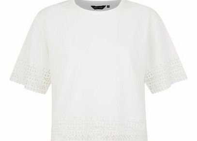 New Look Cream Laser Cut Out Trim Boxy T-Shirt 3224214