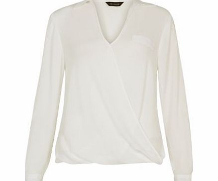 New Look Cream Wrap Front Long Sleeve Blouse 3397249