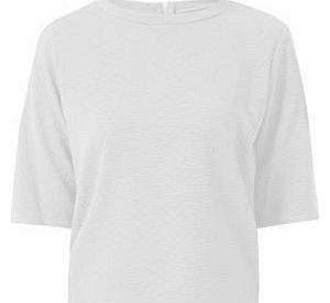 New Look Cream Zig Zag Textured Zip Back T-Shirt 3229504