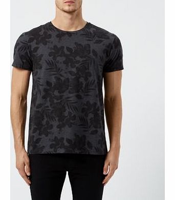 Dark Grey Floral Print T-Shirt 3253334