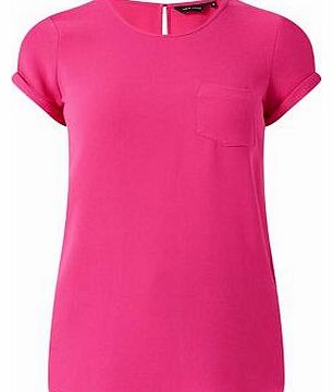 Dark Pink Crepe Pocket Front T-Shirt 3182137