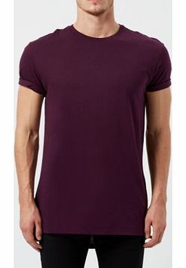 New Look Dark Purple Crew Neckv Longline T-Shirt 3243091