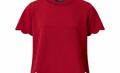 New Look Dark Red Scallop Hem T-Shirt 3326053