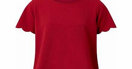 New Look Dark Red Scallop Hem T-Shirt 3326054