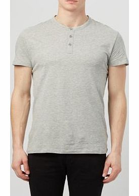 New Look Grey Basic Grandad Collar Button Up T-Shirt