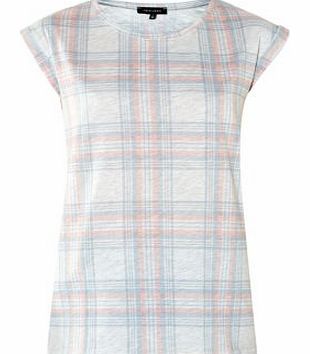 Grey Check Cap Sleeve T-Shirt 3081470