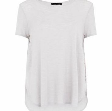New Look Grey Curved Hem Split Side T-Shirt 3431322