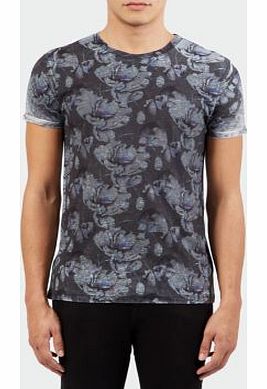 New Look Grey Floral Print Crew Neck T-Shirt 3270705