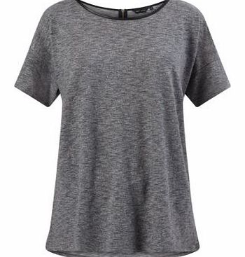 New Look Grey Leather-Look Trim T-Shirt 3157880