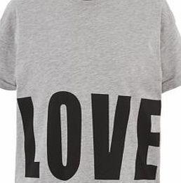 New Look Grey Love Hem Roll Sleeve T-Shirt 3481760