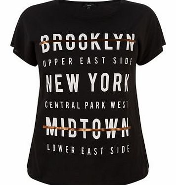 New Look Inspire Black Brooklyn Foil T-Shirt 3313285