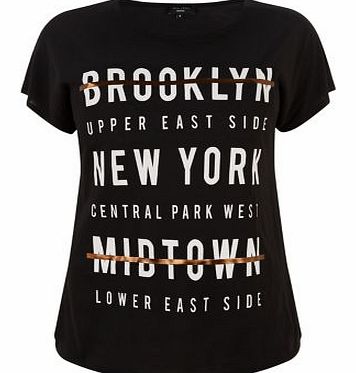 New Look Inspire Black Brooklyn Foil T-Shirt 3313286