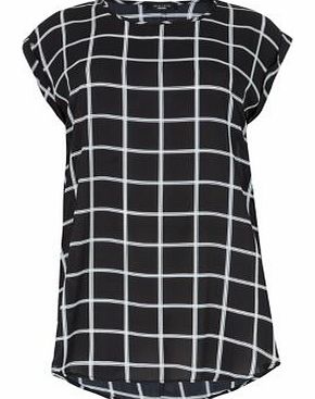New Look Inspire Black Check Longlline T-Shirt 3241296