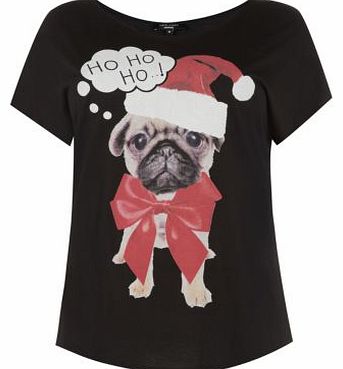 New Look Inspire Black Ho Ho Ho Pug T-Shirt 3234121