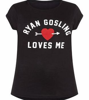 New Look Inspire Black Ryan Gosling Loves Me T-Shirt