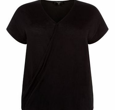 New Look Inspire Black Wrap Front T-Shirt 3196735