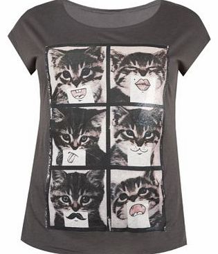 Inspire Dark Grey Cat Mouth T-Shirt 3228812