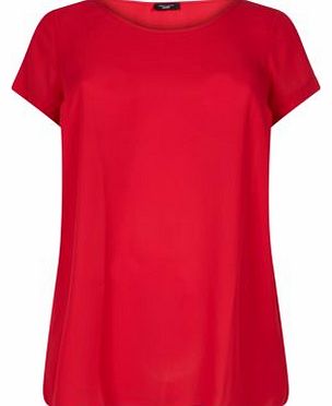 New Look Inspire Dark Red Curved Hem T-Shirt 3214962
