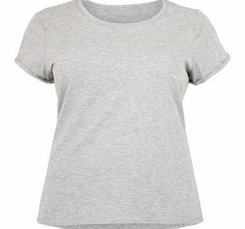 New Look Inspire Grey Roll Sleeve T-Shirt 3269881