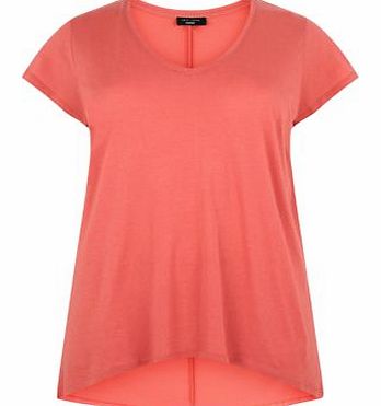 New Look Inspire Mid Pink V Neck Curved Hem T-Shirt 3295180