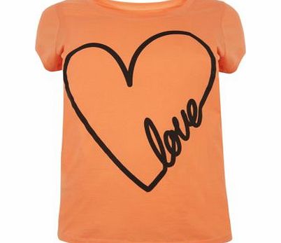New Look Inspire Orange Love Heart T-Shirt 3207209