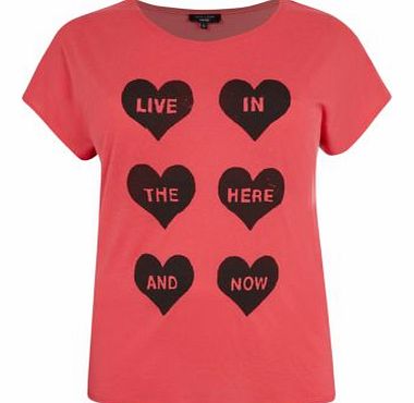New Look Inspire Pink Heart Print T-Shirt 3245512