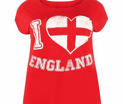 New Look Inspire Red I Heart England T-Shirt 3151695