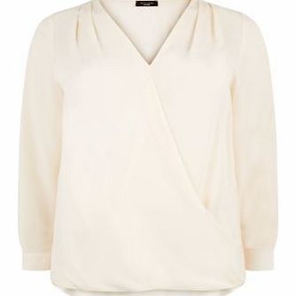 New Look Inspire Shell Pink Long Sleeve Wrap Blouse 3315225