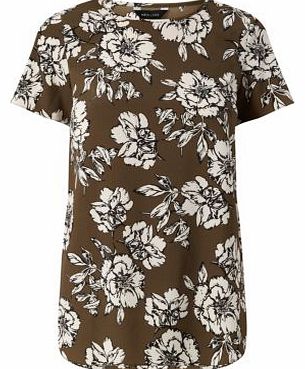 New Look Khaki Floral Print T-Shirt 3236602