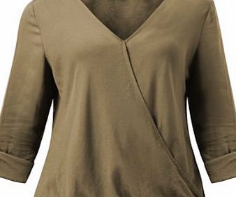 New Look Khaki Wrap Front Roll Sleeve Blouse 3364066