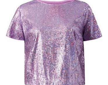 New Look Lilac Sequin T-Shirt 3266721