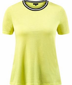 Lime Green Ribbed Neck Split Side T-Shirt 3222845