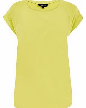 Lime Green Sheer Overlay Raglan T-Shirt 3209136