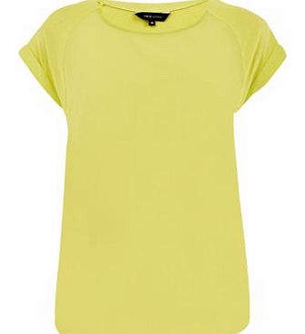 New Look Lime Green Sheer Overlay Raglan T-Shirt 3209139