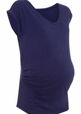 Maternity Blue Roll Sleeve T-Shirt 3104749