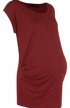 New Look Maternity Dark Red Raw Edge T-Shirt 3232388