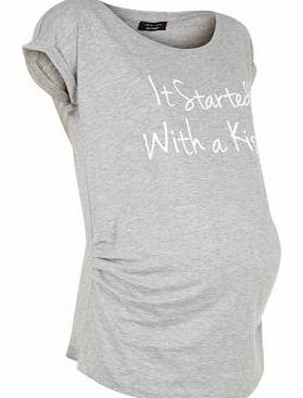 New Look Maternity Grey It Started With A Kiss T-Shirt