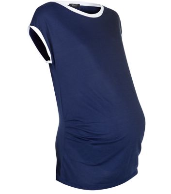 Maternity Navy Contrast Trim T-Shirt 3198491