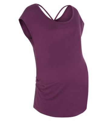 Maternity Purple Strappy Back T-Shirt 3198459