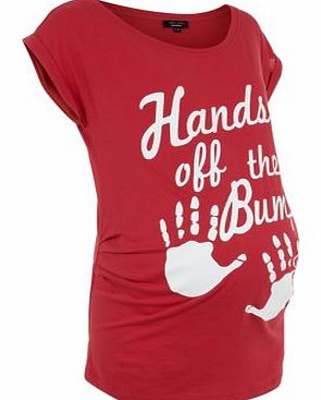 New Look Maternity Red Hands Off The Bump T-Shirt 3202848