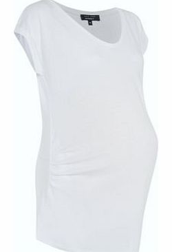New Look Maternity White 1/2 Sleeve Scoop Neck T-Shirt