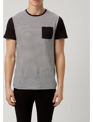 New Look Monochrome Contrast Sleeve Pocket Stripe T-Shirt