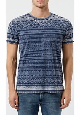 New Look Navy Burnout Aztec Print T-Shirt 3241625