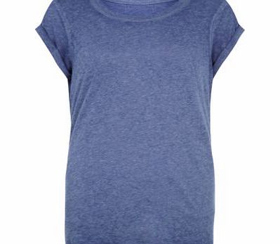 Navy Burnout Roll Sleeve T-Shirt 3018136