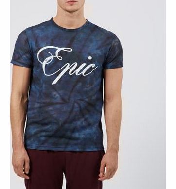 New Look Navy Epic Print Acid Wash T-Shirt 3241580