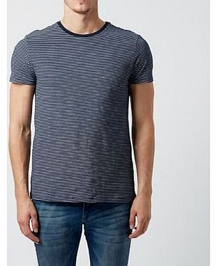New Look Navy Fine Stripe Print Short Sleeve T-Shirt