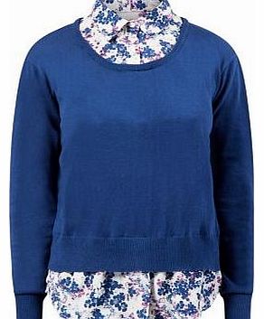 New Look Navy Floral Print 2 In 1 Jumper Blouse 3177296