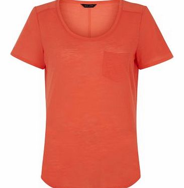 New Look Orange Pocket Front T-Shirt 3310336